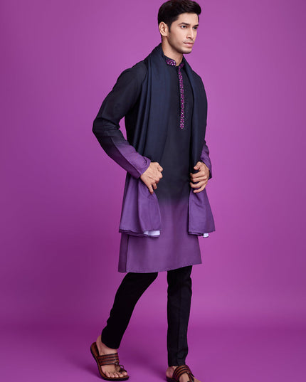 Black and Dusty Purple Rayon Navratri Special Kurta