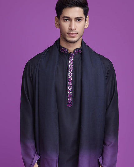 Black and Dusty Purple Rayon Navratri Special Kurta