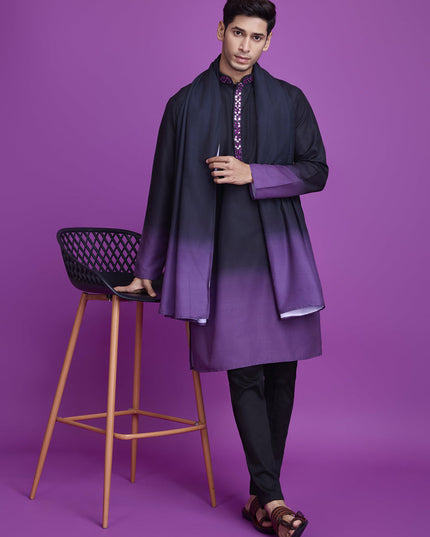 Black and Dusty Purple Rayon Navratri Special Kurta