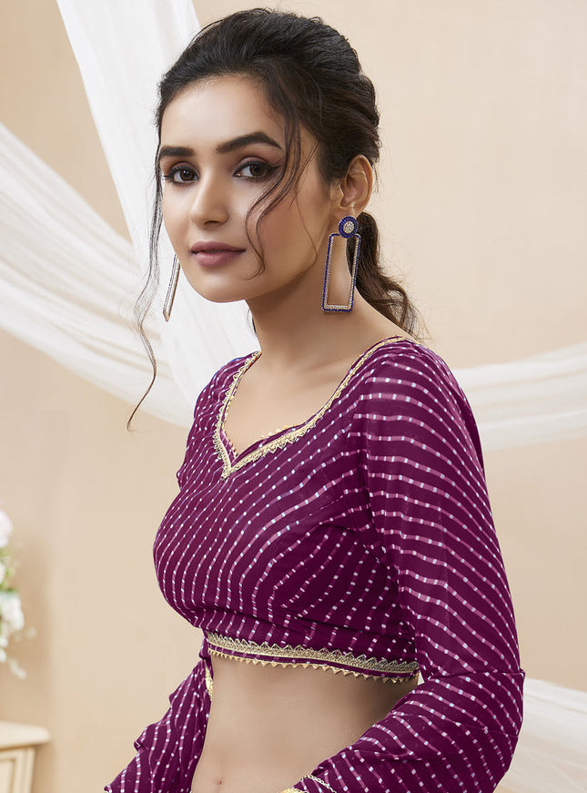 Magenta Leheriya Print Georgette Lehenga Choli