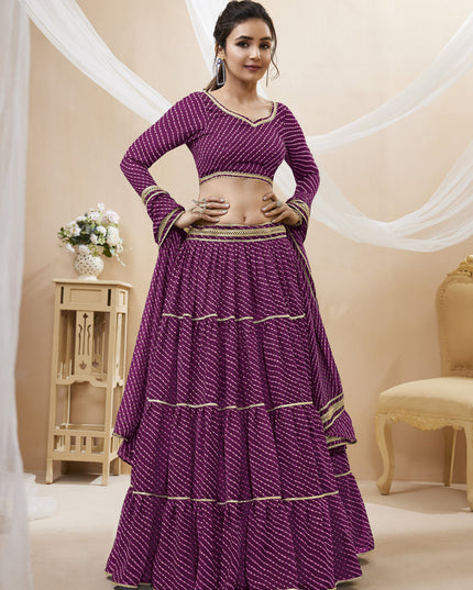 Magenta Leheriya Print Georgette Lehenga Choli