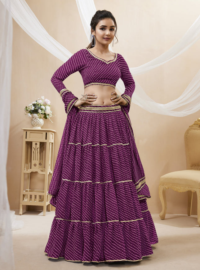 Magenta Leheriya Print Georgette Lehenga Choli