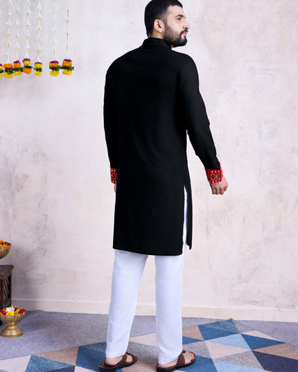 Black Rayon Gamthi Work Navratri Special Kurta