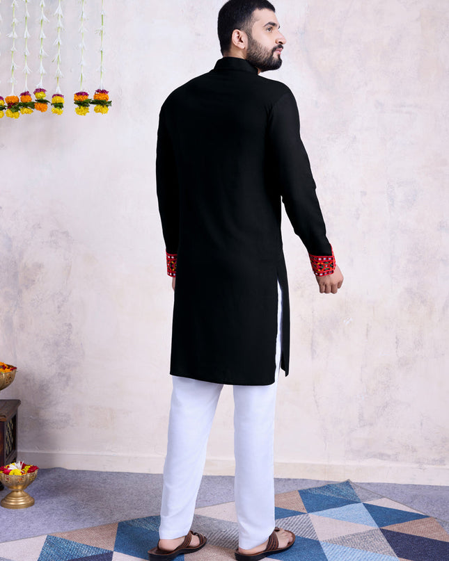 Black Rayon Gamthi Work Navratri Special Kurta