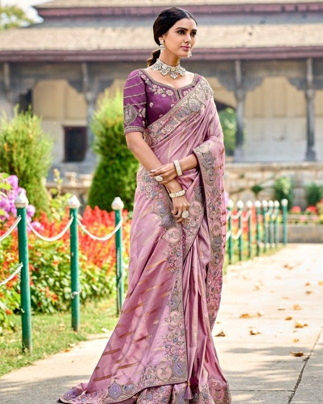Pink Gadhwal Silk Designer Saree