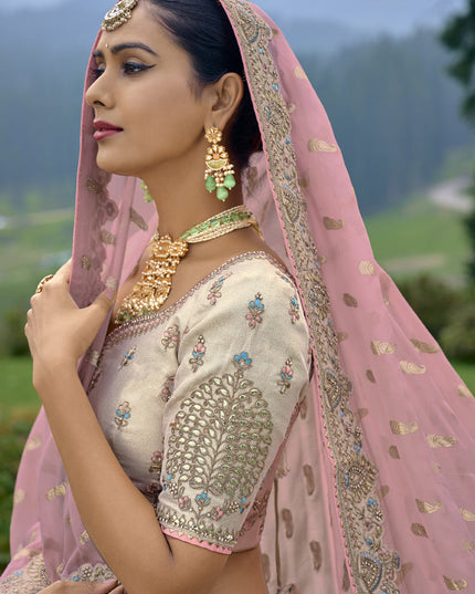 Multicolor Silk Heavy Embroidered Lehenga Choli Set