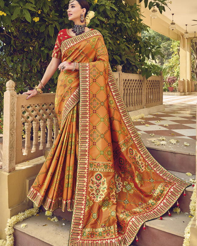 Mustard Yellow Pure Patola Silk Saree with Blouse