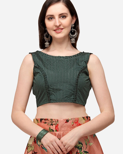 Peach Satin Silk Blend Digital Print Navratri Specials Chaniya Choli