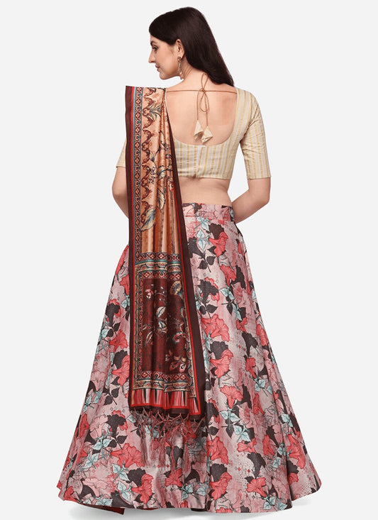 Pink Satin Silk Blend Digital Print Navratri Specials Chaniya Choli
