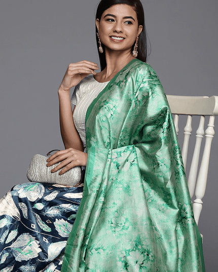 Navy Blue Satin Silk Blend Digital Print Navratri Specials Chaniya Choli