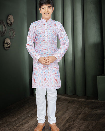 Pink Cotton Kids Kurta Set