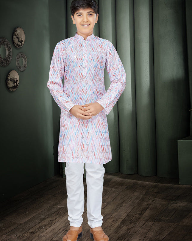 Pink Cotton Kids Kurta Set