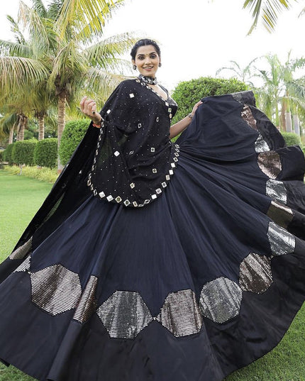 Black Art Silk Navratri Specials Chaniya Choli