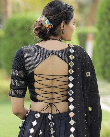 Black Art Silk Navratri Specials Chaniya Choli