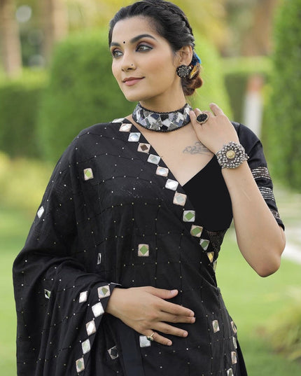 Black Art Silk Navratri Specials Chaniya Choli