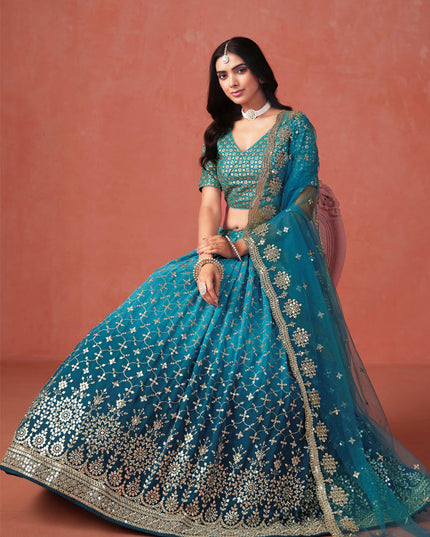 Ombre Morpich Georgette Sequins Embroidered Lehenga Choli