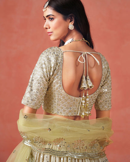 Ombre Yellow Georgette Sequins Embroidered Lehenga Choli
