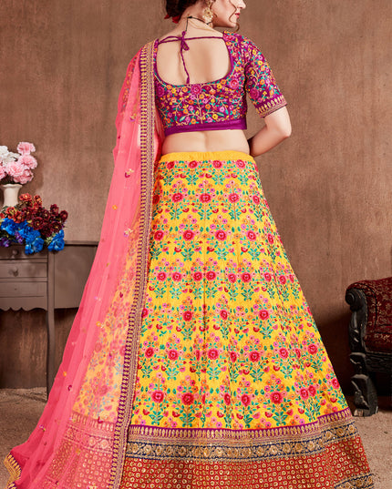 Sweet Yellow Mulberry Silk Wedding Lehenga Choli