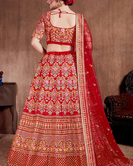 Beautiful Red Mulberry Silk Bridal Lehenga Choli
