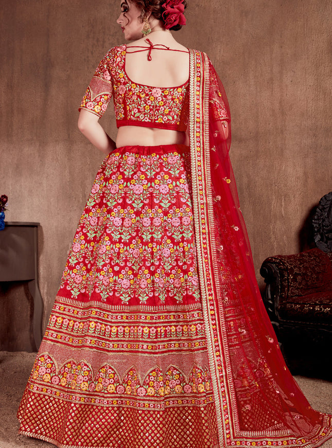 Beautiful Red Mulberry Silk Bridal Lehenga Choli
