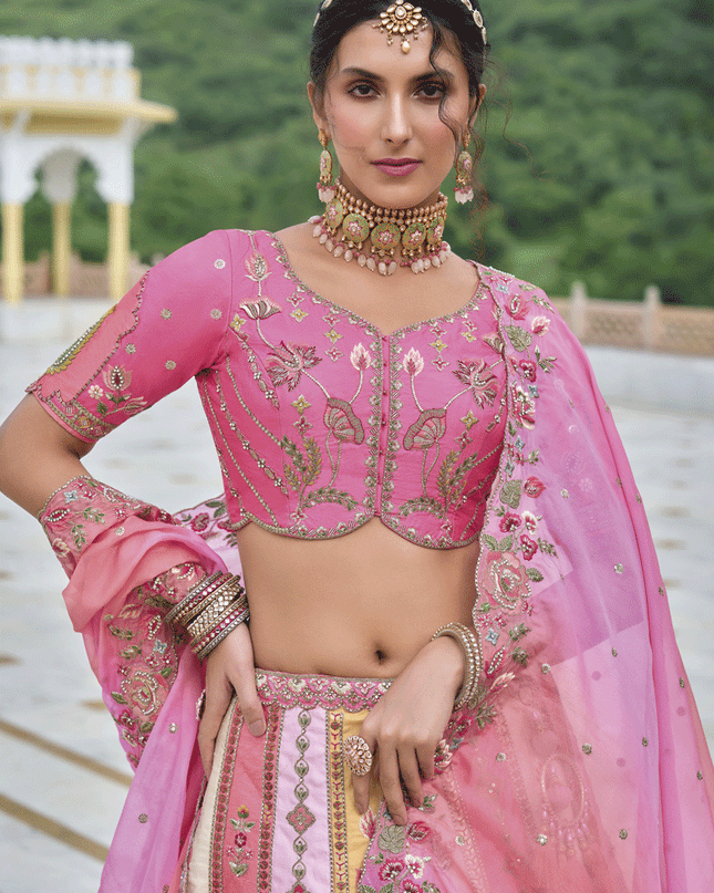 Stylish Multicolor Heavy Embroidered Silk Designer Lehenga Choli