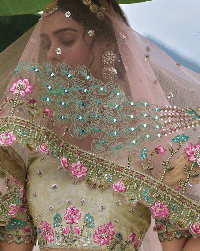 Beautiful Multicolor Heavy Embroidered Silk Designer Lehenga Choli