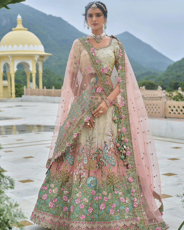 Beautiful Multicolor Heavy Embroidered Silk Designer Lehenga Choli