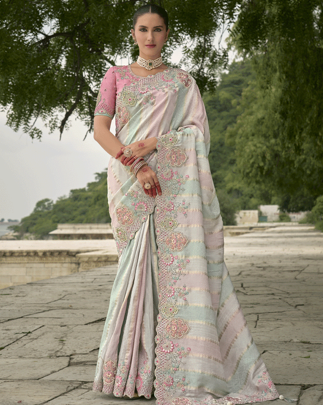 Multicolor Pure Viscose Handwork Jacquard Saree