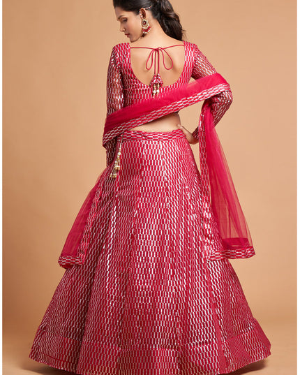 Wonderful Hot Pink Net Embroidered Designer Lehenga Choli