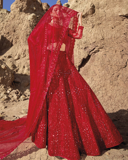 Red Heavy Designer Lehenga Choli Set