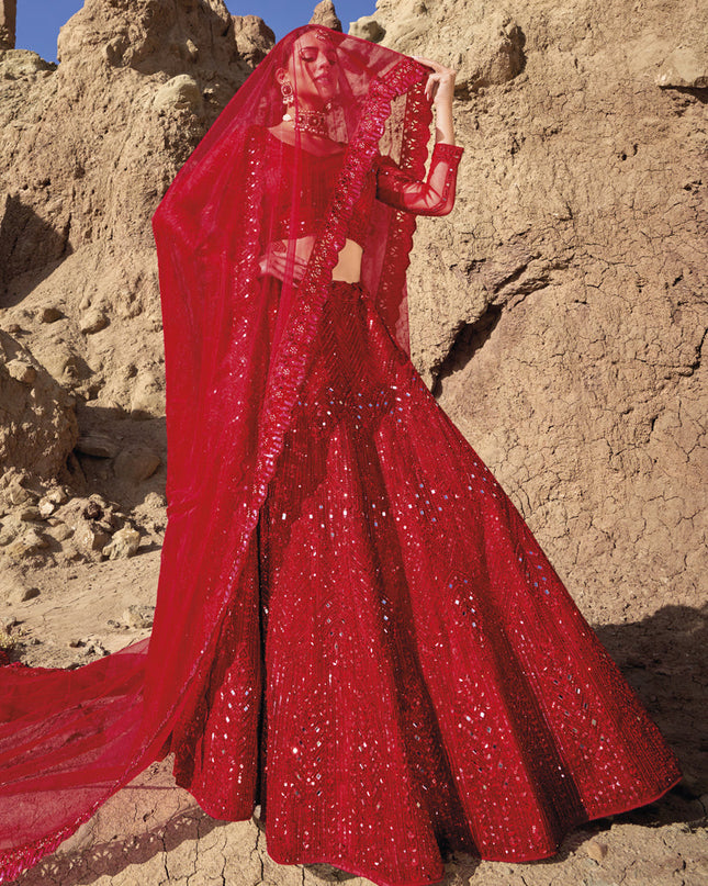 Red Heavy Designer Lehenga Choli Set