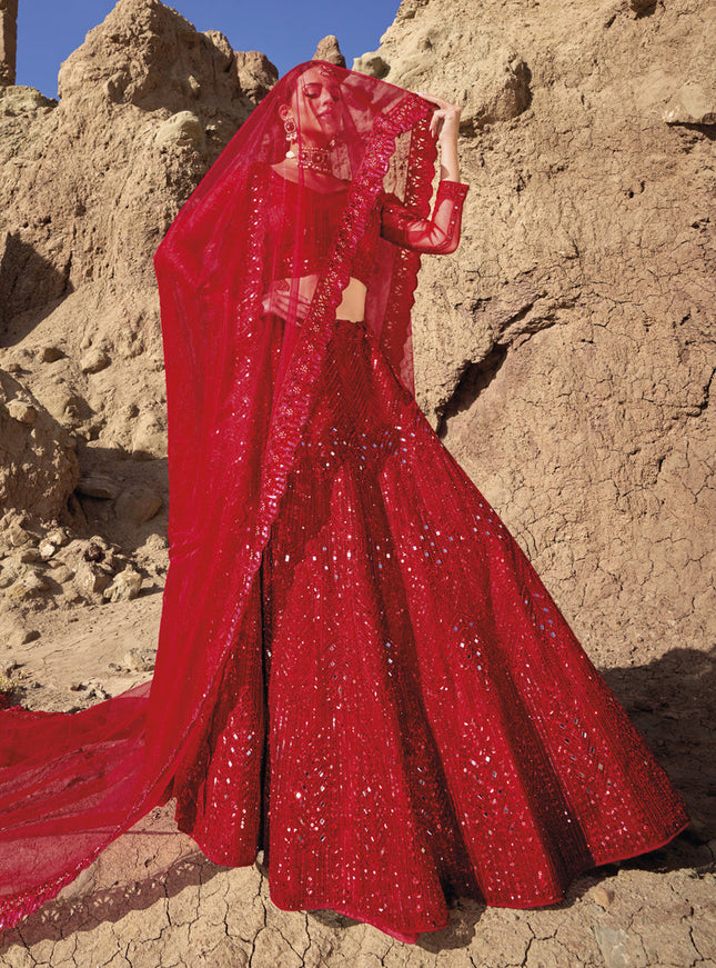 Red Heavy Designer Lehenga Choli Set