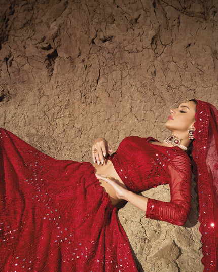 Red Heavy Designer Lehenga Choli Set