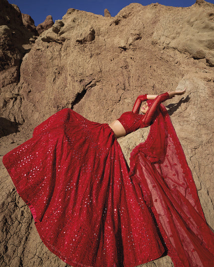 Red Heavy Designer Lehenga Choli Set