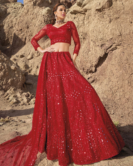 Red Heavy Designer Lehenga Choli Set