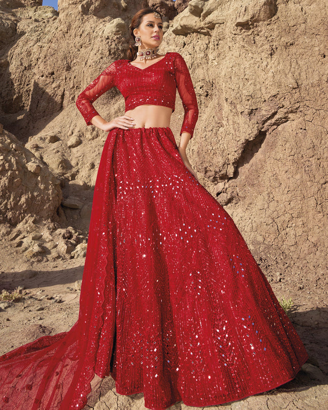 Red Heavy Designer Lehenga Choli Set