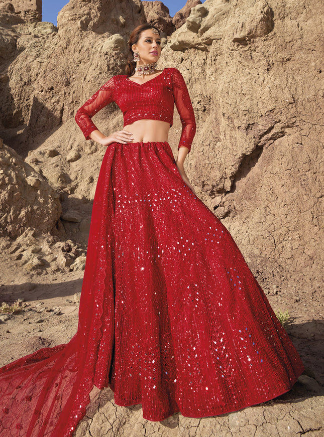 Red Heavy Designer Lehenga Choli Set