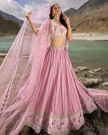 Rose Pink Heavy Designer Lehenga Choli Set