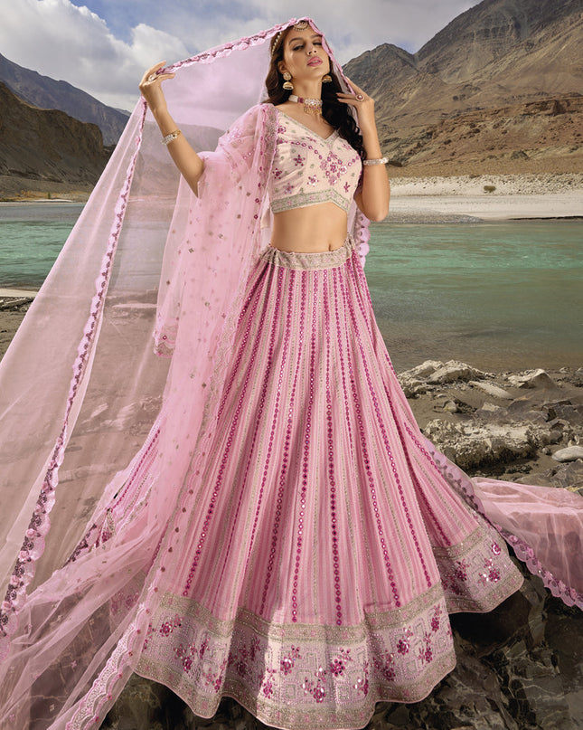Rose Pink Heavy Designer Lehenga Choli Set