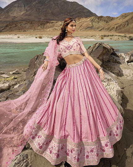 Rose Pink Heavy Designer Lehenga Choli Set