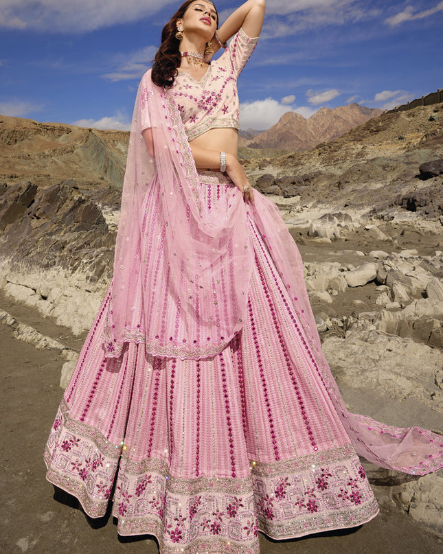Rose Pink Heavy Designer Lehenga Choli Set