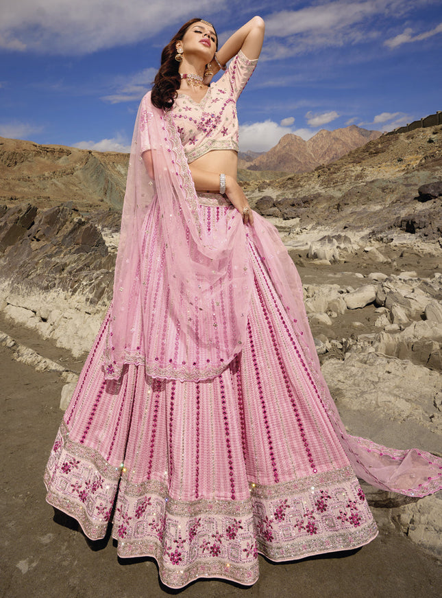 Rose Pink Heavy Designer Lehenga Choli Set
