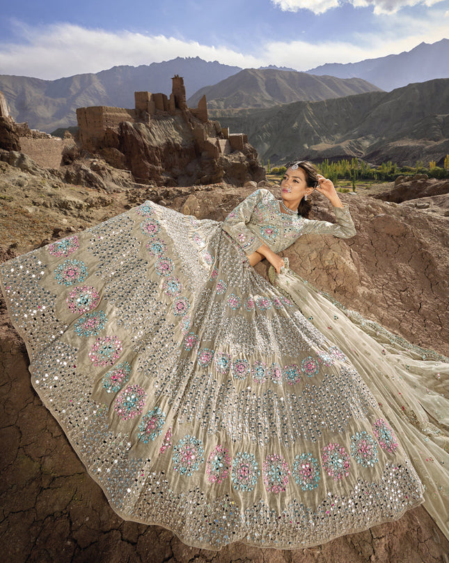 Dusty Beige Heavy Designer Lehenga Choli Set