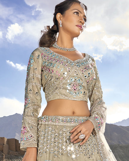 Dusty Beige Heavy Designer Lehenga Choli Set