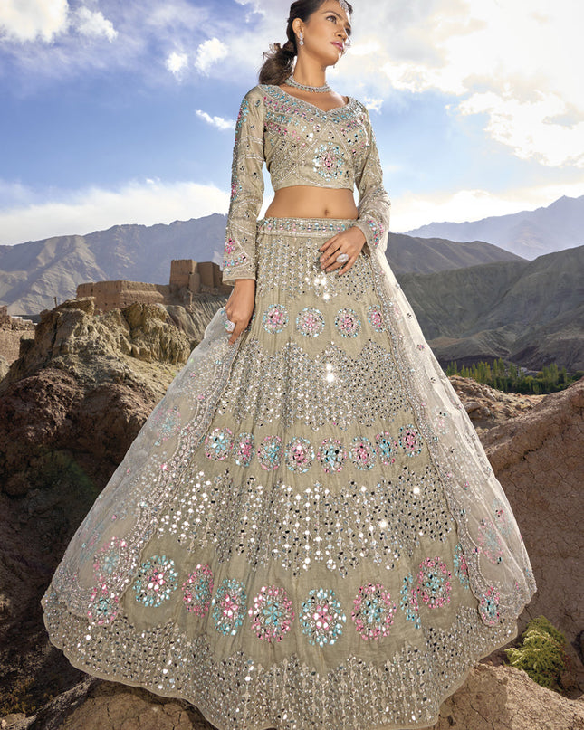 Dusty Beige Heavy Designer Lehenga Choli Set