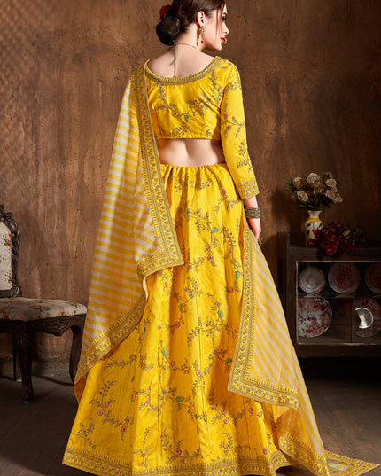Opulent Yellow Mulberry Silk Embroidered Designer Lehenga Choli