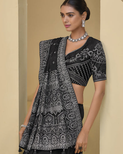 Black Pure Banarasi Tuscany Designer Wedding Saree