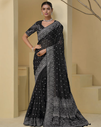 Black Pure Banarasi Tuscany Designer Wedding Saree