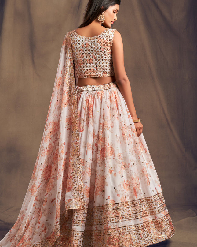 Astonishing White Organza Embroidered Designer Lehenga Choli