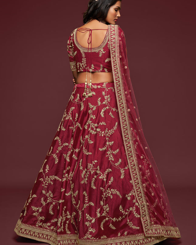 Charismatic Maroon Art Silk Wedding Lehenga Choli
